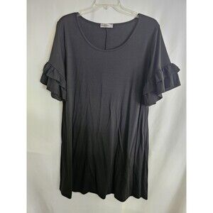 Nemidor Womens Plus Size 20 Black Swing Dress Ruffle Sleeve Scoop Neck Casual